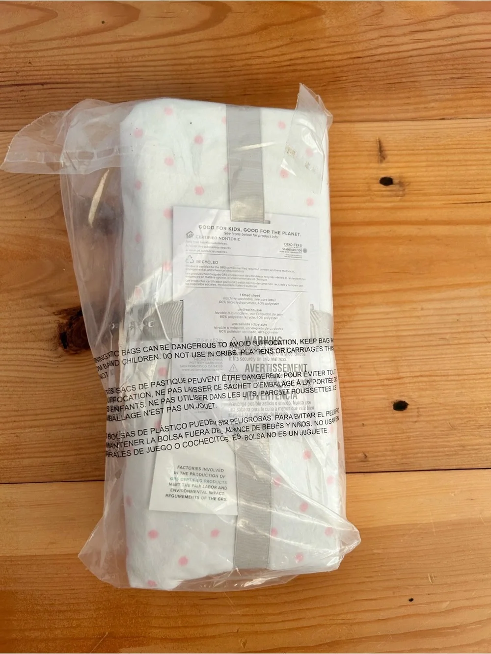 Pottery Barn Kids Pink Polka Dot Crib Sheet Recycled Polyester Brand New